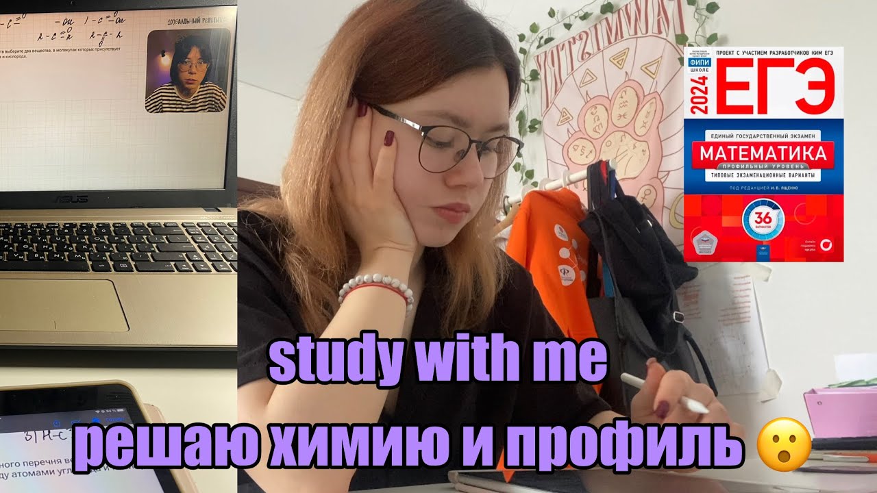study with me vlog//решаю химию и профильную математику//