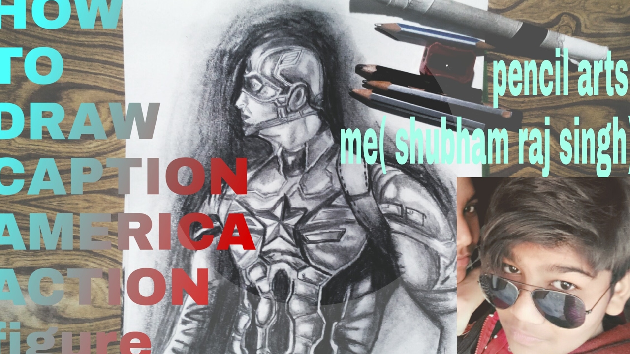 How to draw caption america  (video no.5) made by shubham raj singh