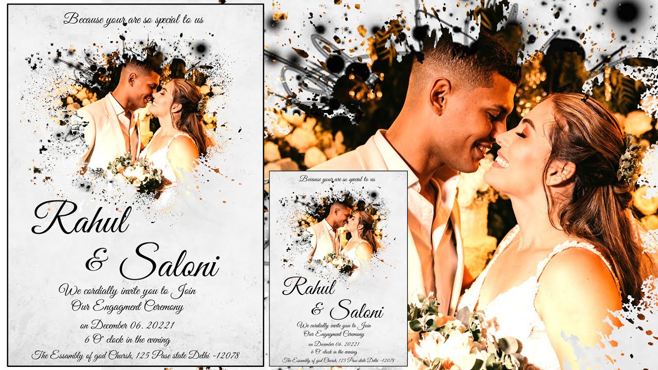 How to Make Engagement Invitation Card In Photoshop | Wedding Invitation Card Design | हिंदी में