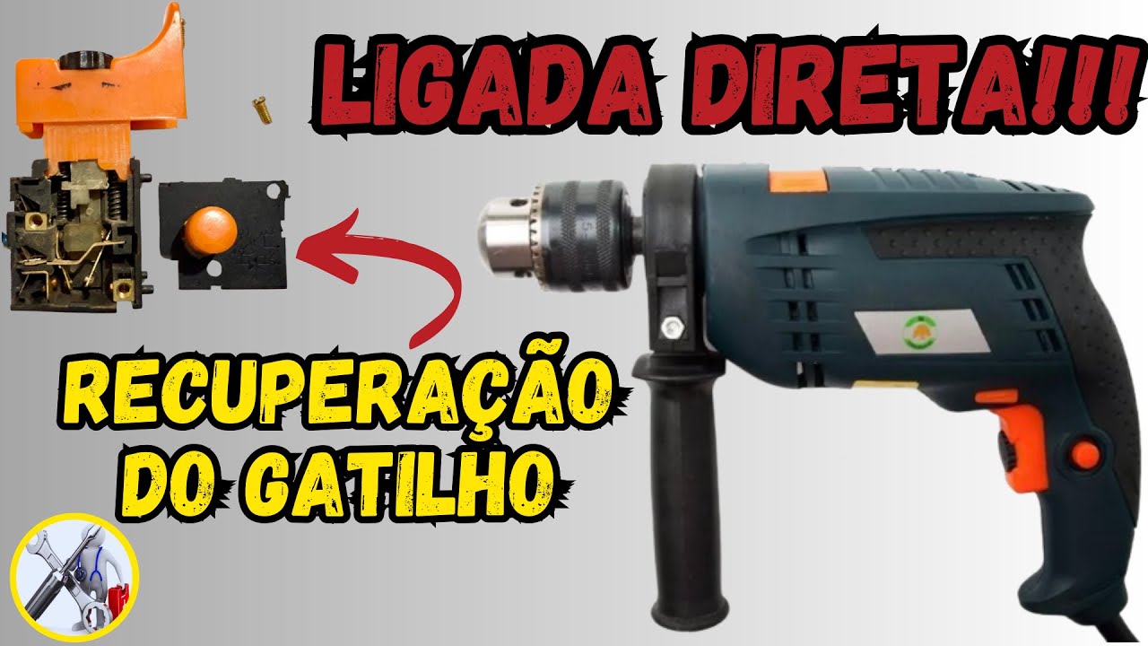 Furadeira ao colocar na tomada funciona direto sem apertar o gatilho! Veja como consertar o gatilho
