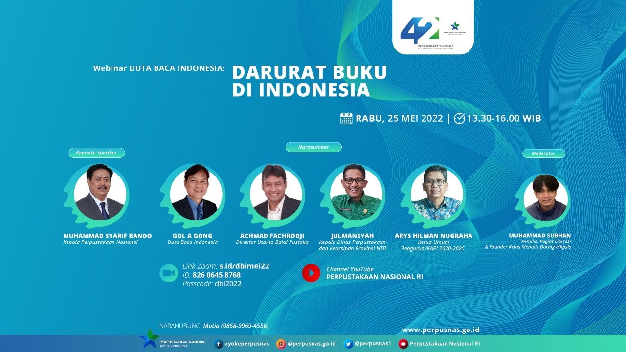 Webinar Duta Baca Indonesia : Darurat Buku di Indonesia