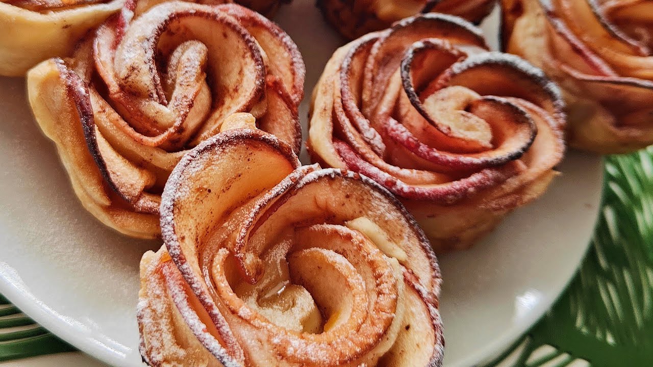 Tarte aux pommes en formes de roses 🌹Dessert aux pommes , pâtisserie aux pommes 🍏🍎