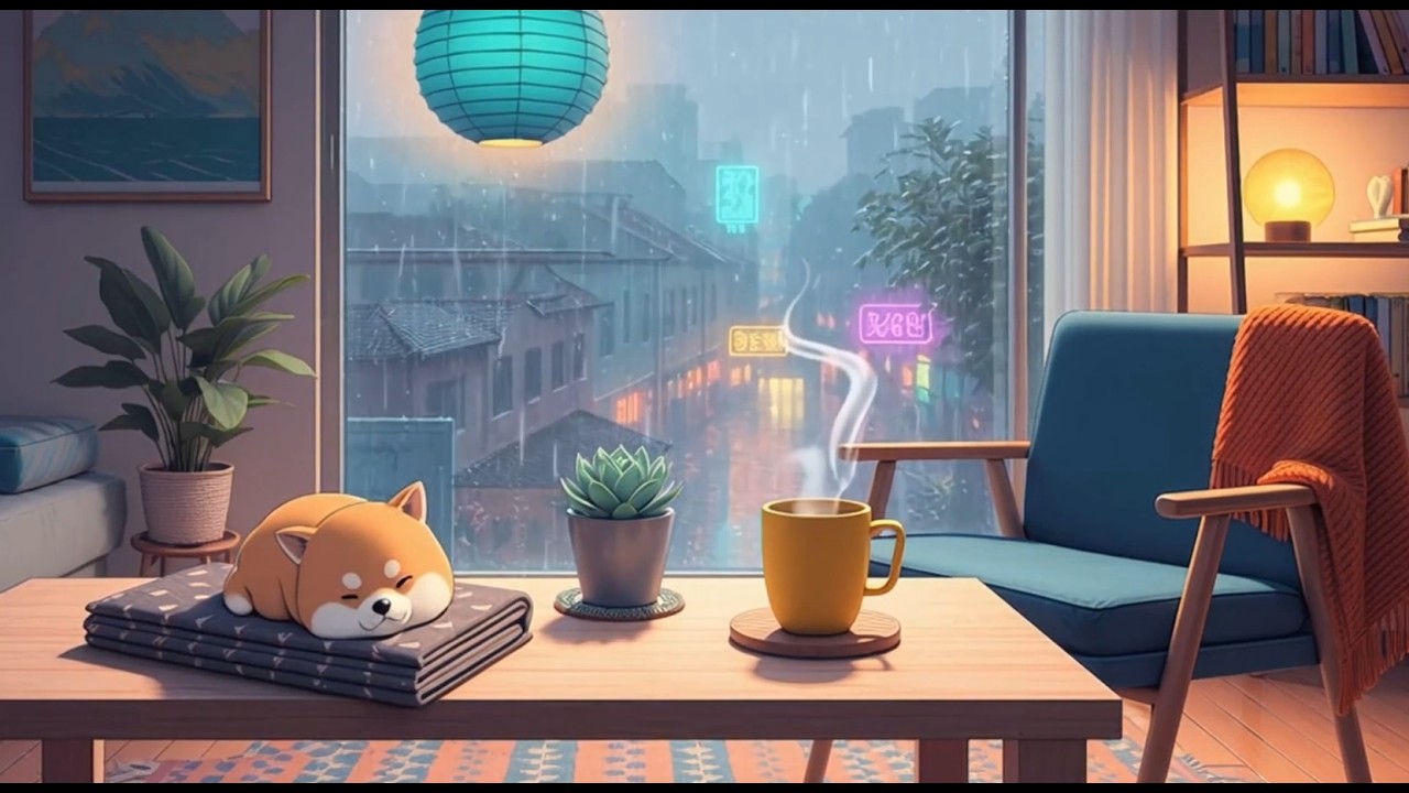 Lofi Rain Study Beats 🌧️ Cozy Apartment Ambience with Sleeping Dog (Deep Focus / Relax / Sleep)