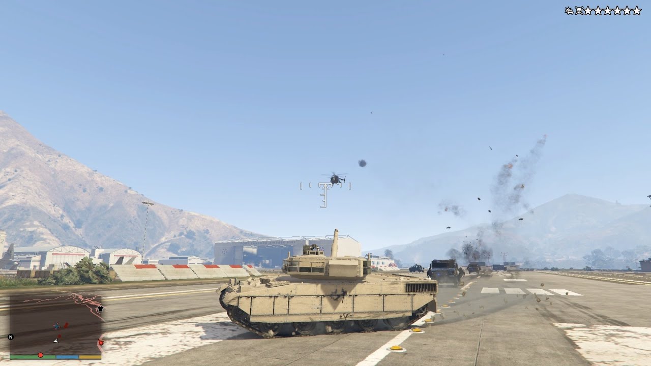 GTA V Tank Rampage In Military Base + Six Star Wanted Level Escaped(RDE 3.1.7)