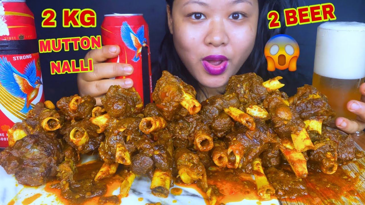 2 KG SPICY MUTTON NALLI CHALLENGE WITH 2 BEER CHALLENGE MUKBANG | SPICY MUTTON CURRY MUKBANG ASMR