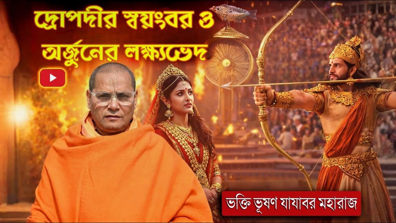 দ্রোপদীর স্বয়ংবর ও অর্জুনের লক্ষ্যভেদ। ভক্তি ভূষণ যাযাবর মহারাজ মহাভারত পাঠ।#mahabharat