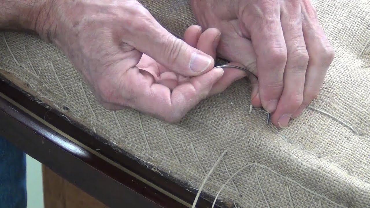 1880's Sofa Restoration - Stitching in First-Stuffing Foundation