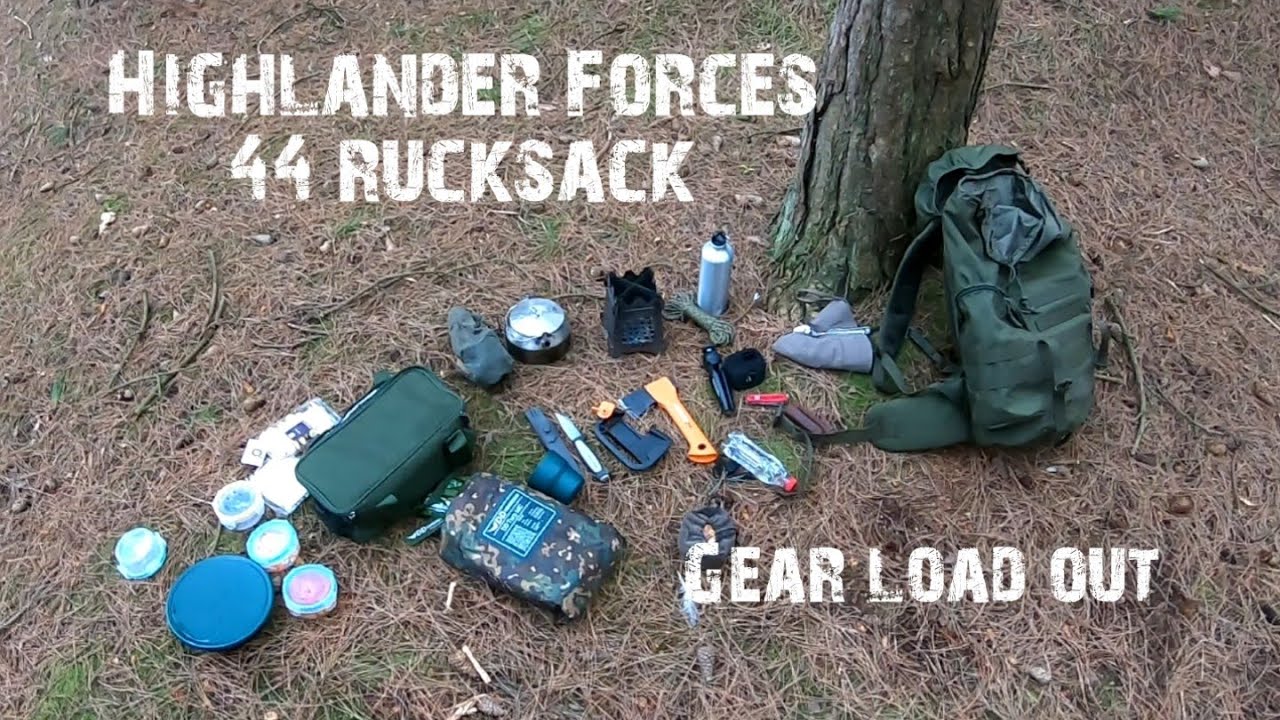 Highlander forces 44 rucksack and bushcraft gear load out | budget bushcraft backpack
