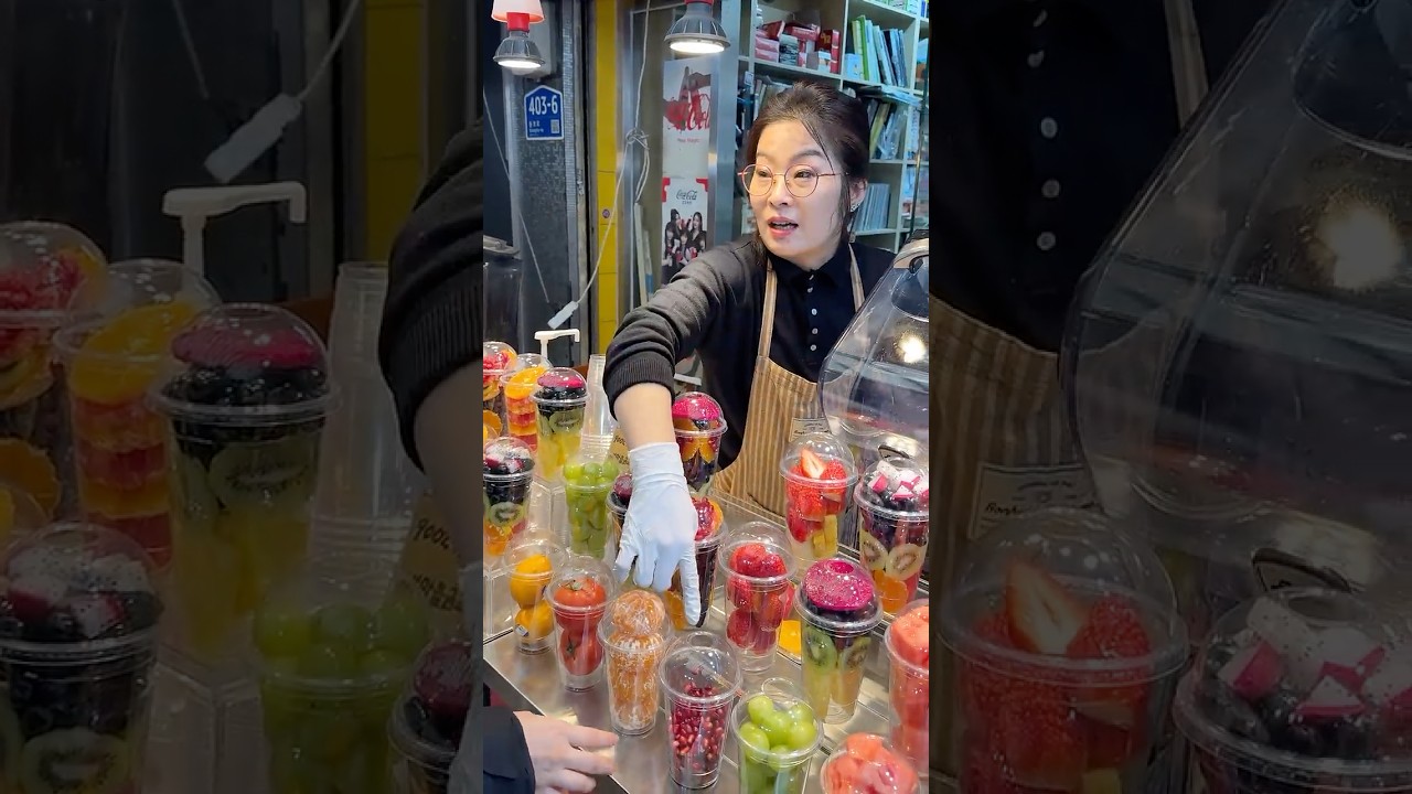 Beauty, freshness, and colors in one frame 🍇🍊😍- Korean Street Food 