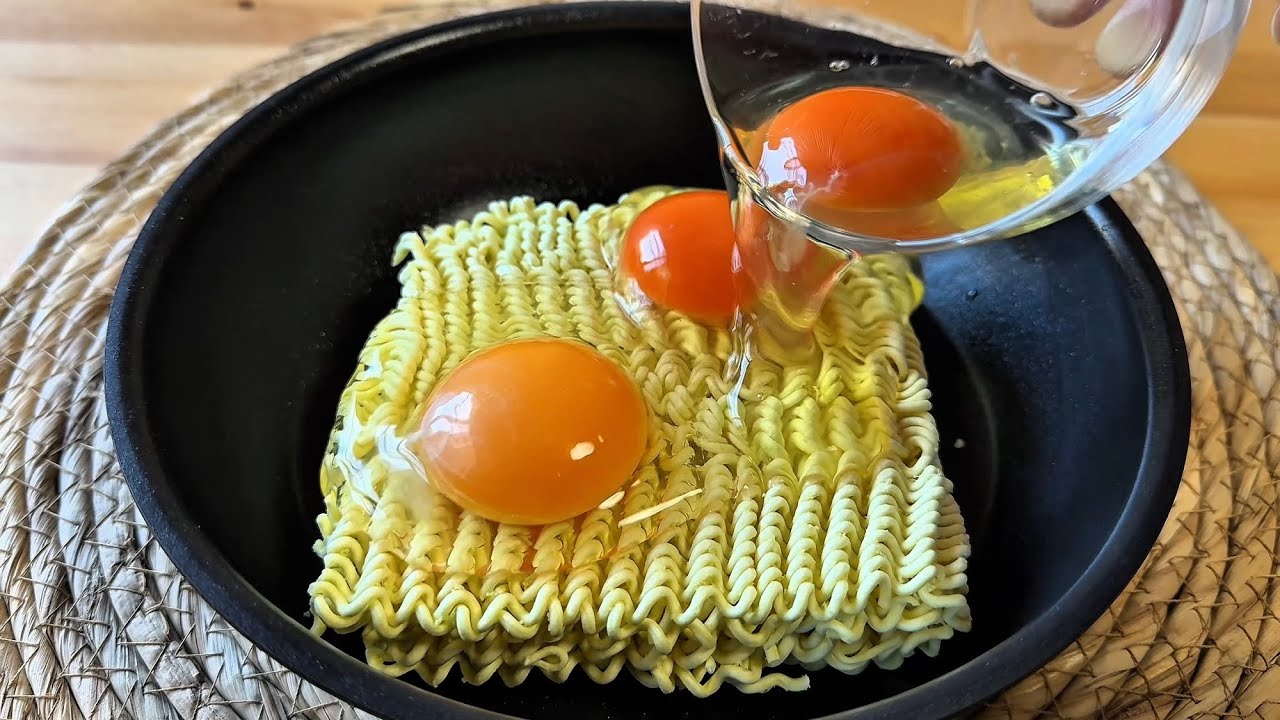 Just pour egg over noodles! The easiest and tastiest recipe you can make!