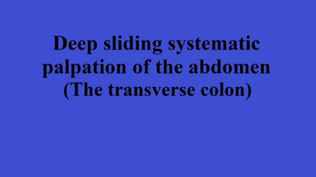 Deep sliding systematic palpation of the abdomen (the transverse colon)