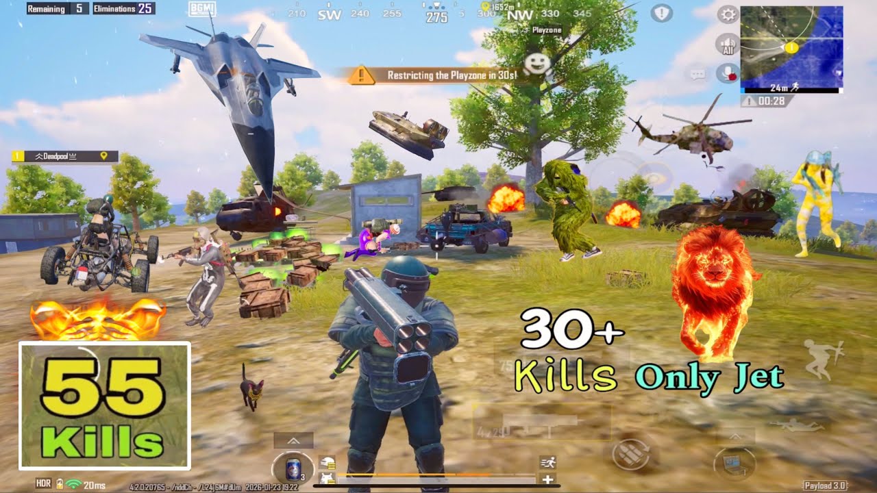 Fighter Jet Most Kills🔥Crazy 1v 4 Clutch with LMG, M202😱