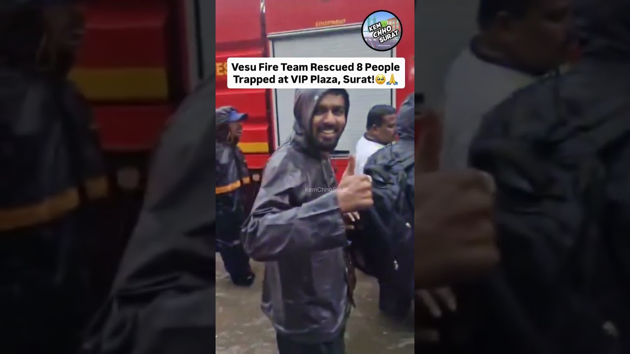 🚒 Vesu Fire Team Rescued 8 People Trapped at VIP Plaza! 🥺🙏 #howareyouSurat #firebrigade #Surat