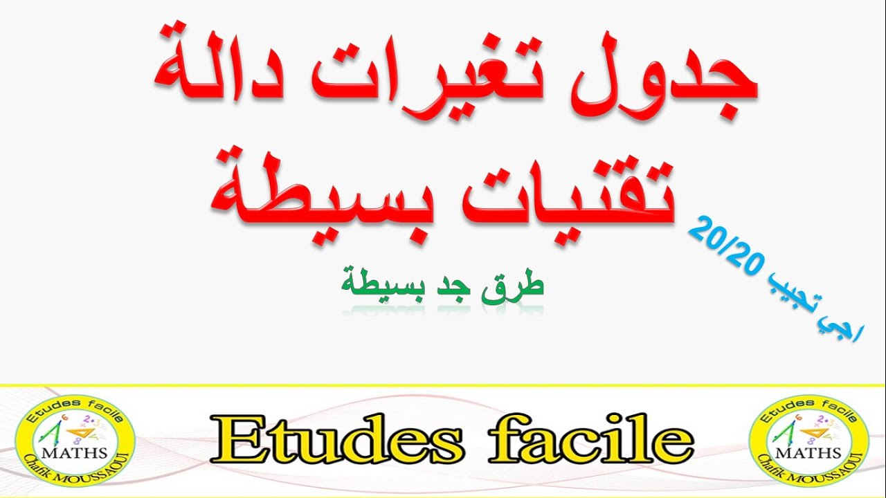 درس الاشتقاق انشاء جدول تغيرات دالة بتقينات بسيطة