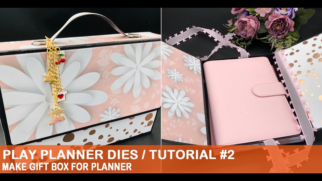 Play Planner Dies Part #2- MAKE A PRETTY GIFT BOX for PLANNER #papercraft @alinacutle #alinacraft