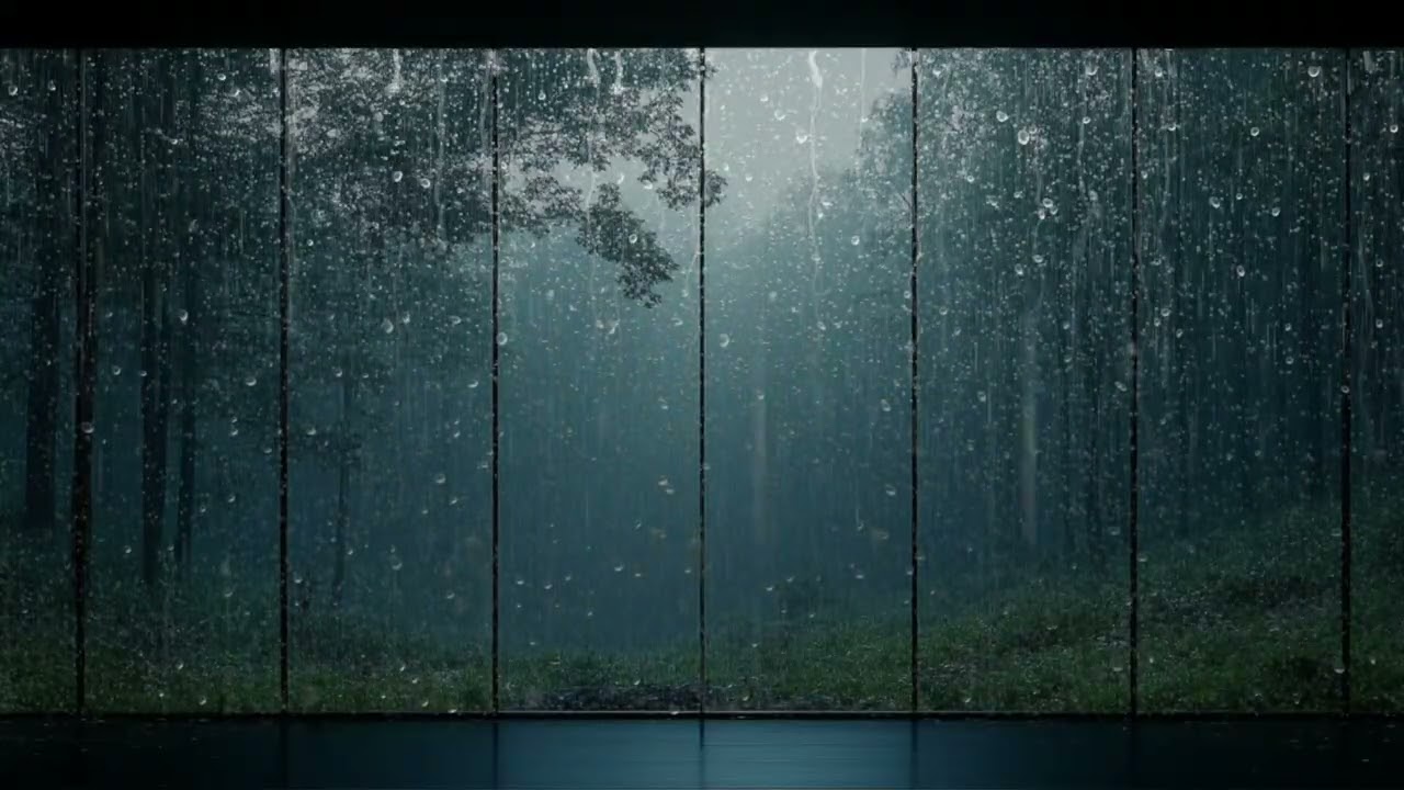 Rain Sound On Window with Thunder Sounds ' ASMR ' Study and Relaxation, Heavy Rain for Sleep
