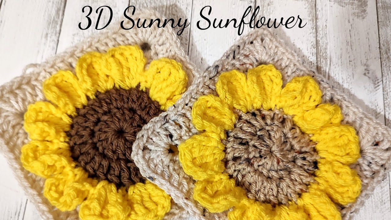 3D Sunflower Granny Square | Granny Square | Granny Square Crochet | Craft