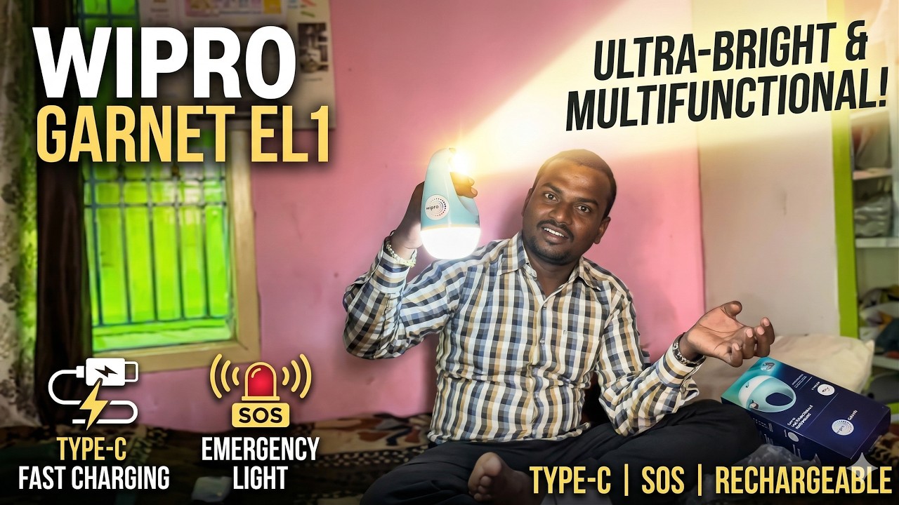 Многофункциональный перезаряжаемый аварийный фонарь Wipro Garnet EL1 | Быстрая зарядка Type-C | Э...