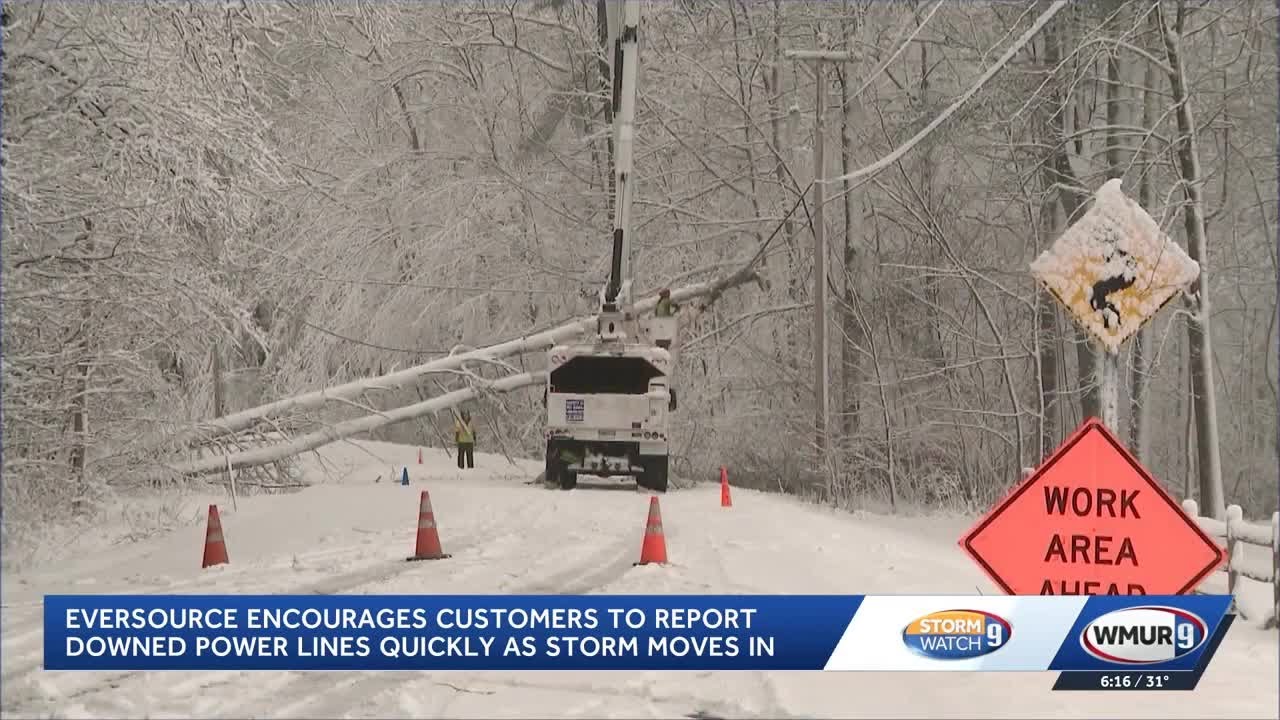 Eversource encourages customers to report downed power lines quickly as storm approaches NH