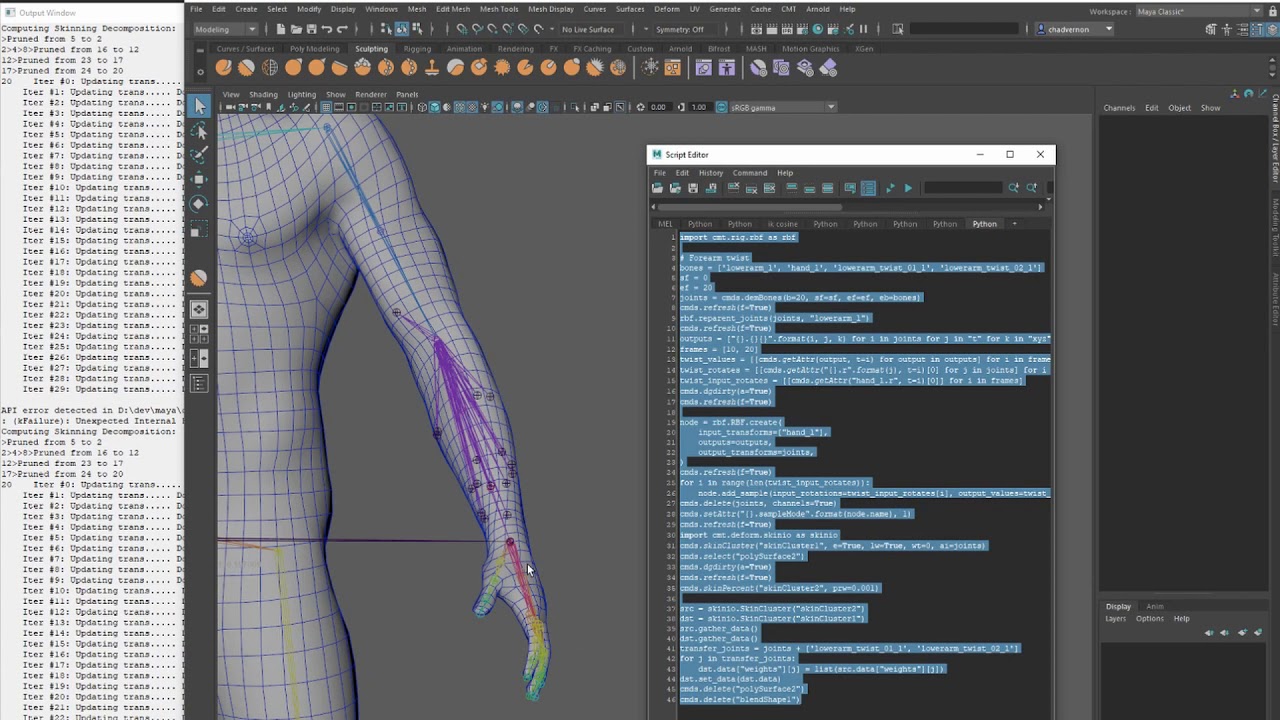 Maya Automatic Creation of Helper Joints with Skinning Decomposition and RBF Part 2