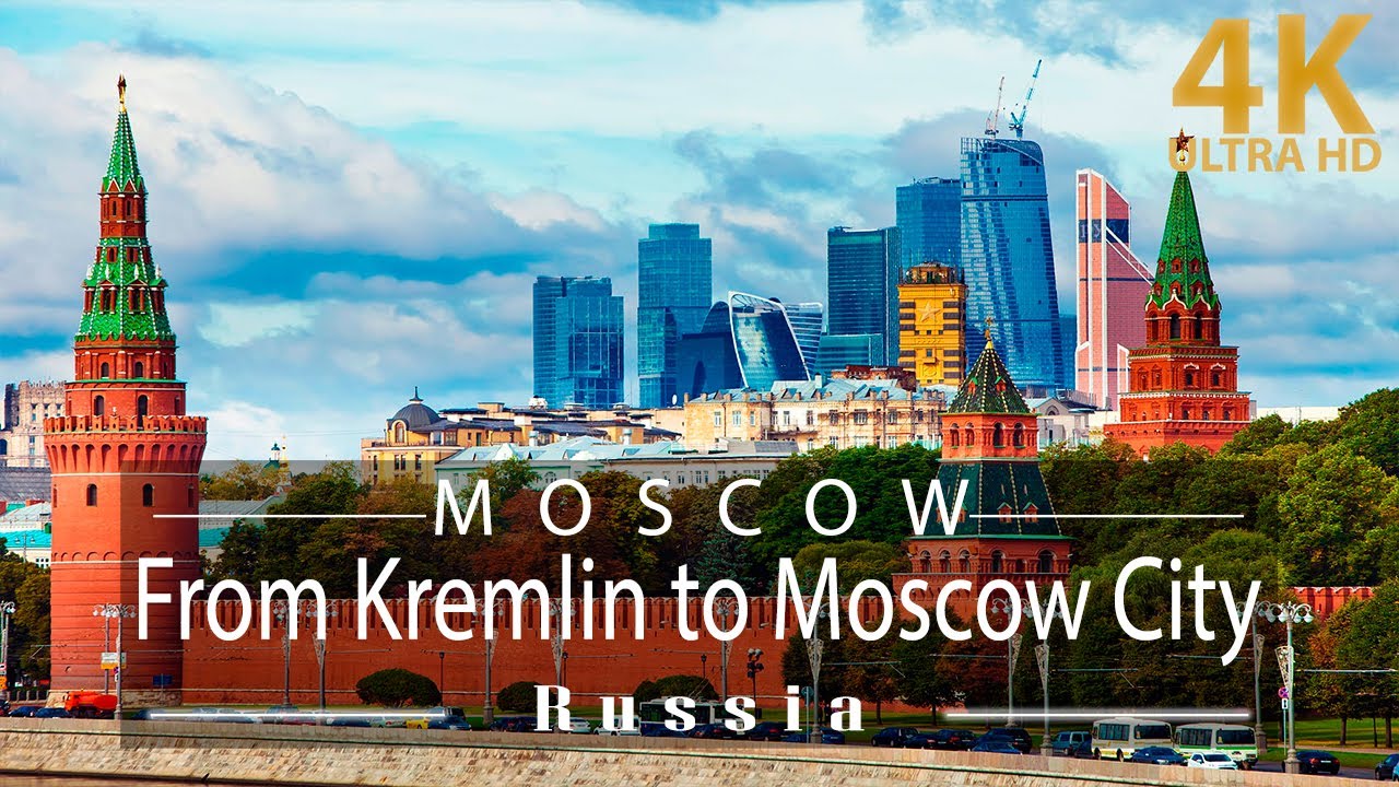 [4K] Экскурсия на машине по Москве 2021, Россия: от Кремля до Москва-Сити