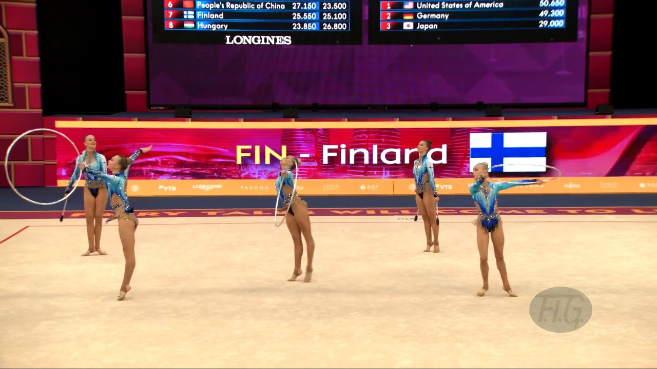 Finland (FIN) - 2019 Rhythmic Worlds, Baku (AZE) - Qualifications 3 Hoops + 2 Pairs Of Clubs