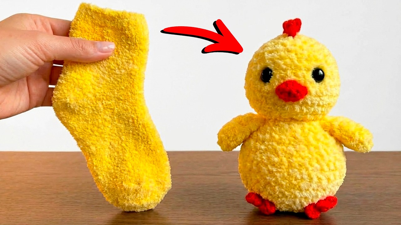 ¡Lindo Pollito de Pascua! 🐣 Cualquiera Puede Hacer Esto — Usando Solo un Calcetín