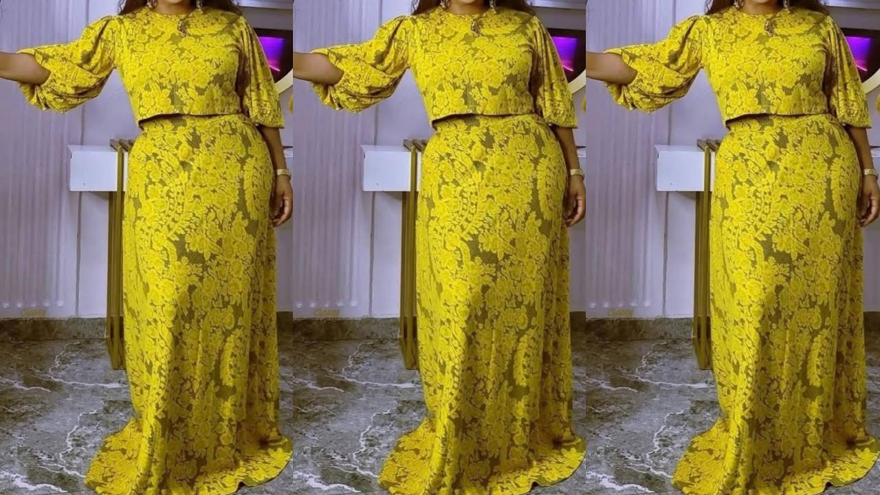 How to Cut Two Pieces Flared Skirt & Crop Top with Balloon Sleeves @sewwithagnes6132