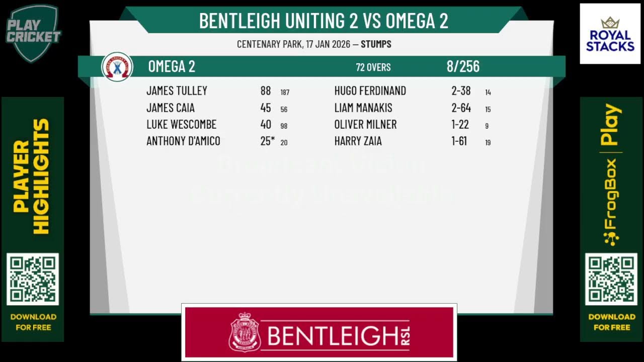 Bentleigh Uniting 2 v Omega 2