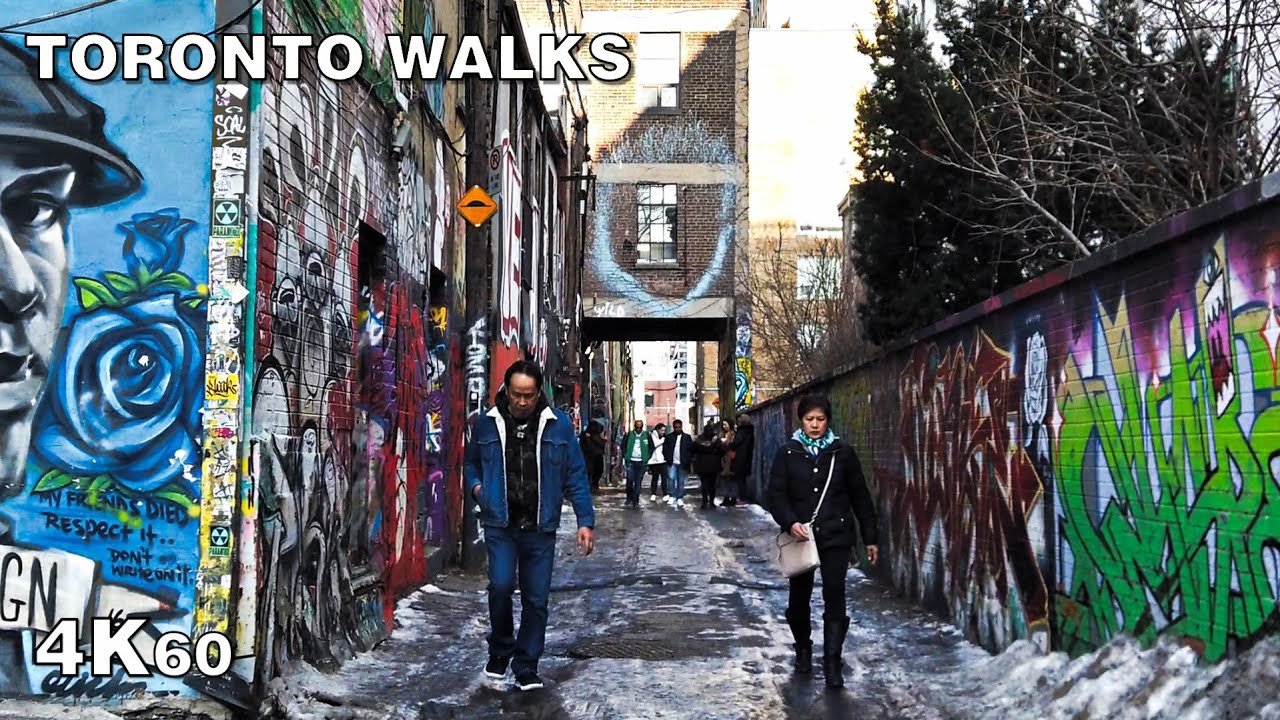 Downtown Toronto Walk - Front, Portland, Graffiti Alley & Queen [4K]