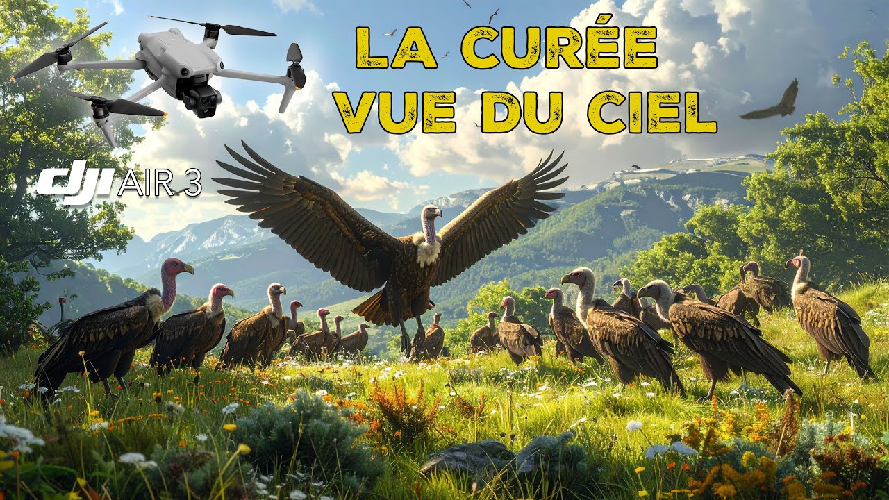 DJI Air 3 | La curée et vol avec les vautours fauves - Gorges du Tarn Sauvages 🦅🚁