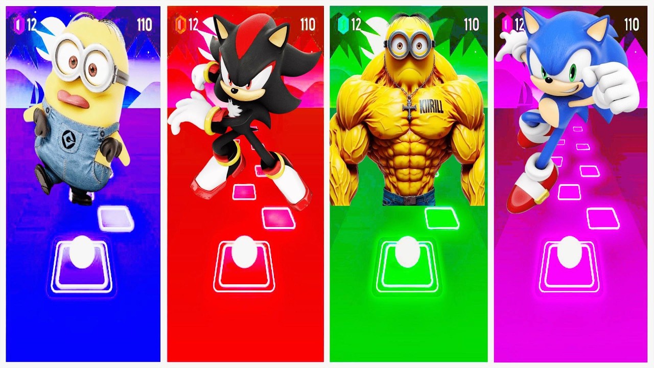Sonic the Hedgehog 🆚 Minions 🆚 Tiles Hop EDM Rush 🎶 Coffin Dance Song