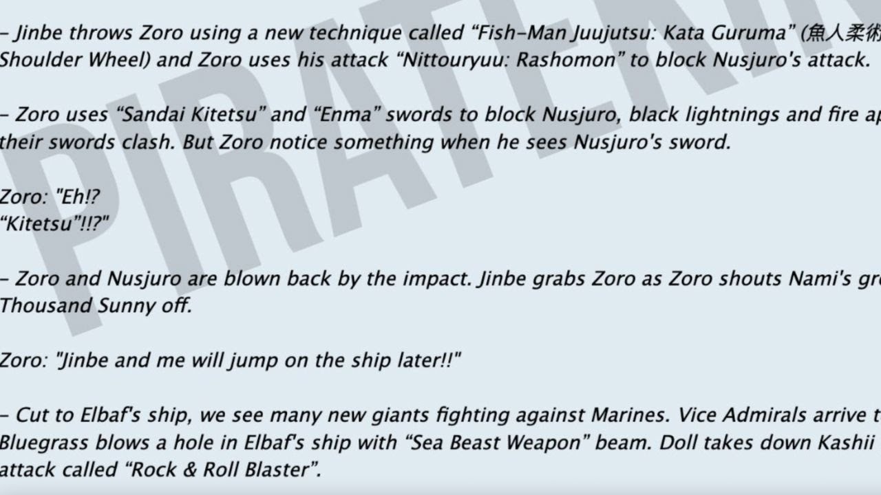 One Piece Chapter 1117 Spoilers! Zoro VS Nusjuro