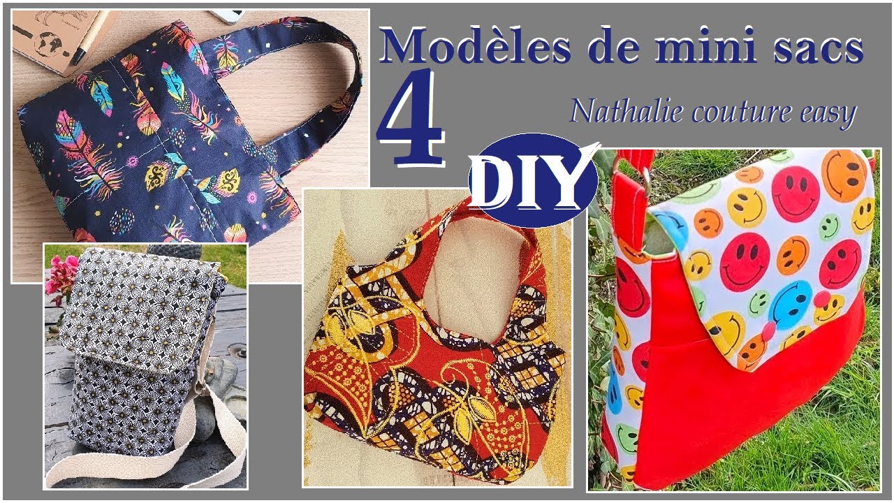DIY couture 4 modèles de mini sacs par Nathalie couture easy