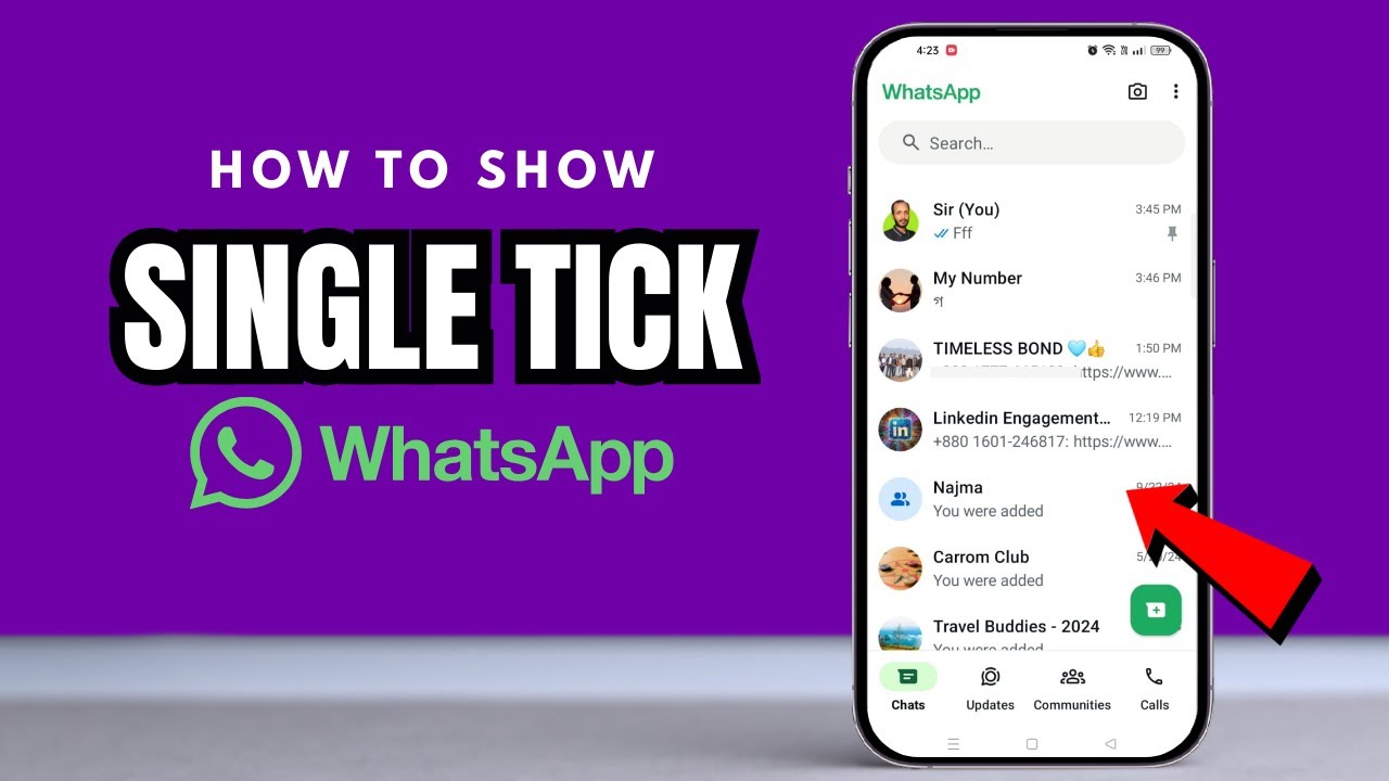 Как отобразить одинарную галочку в WhatsApp (новое обновление WhatsApp 2026)