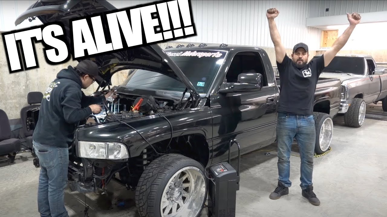 2nd Gen Cummins First Fire Up with MECHANICAL SWAP!!!! IT'S ALIVE!!!!