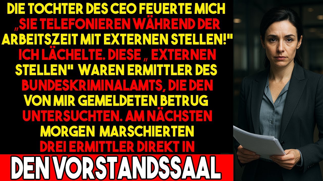 CEO-Tochter FEUERTE mich, nicht ahnend, dass ich bereits das BKA wegen BETRUG alarmiert hatte