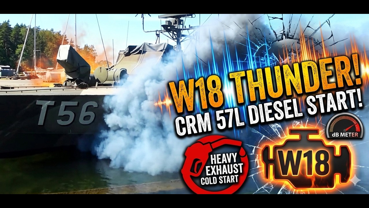 Swedish Torpedo boat from the 50s starting her 3X1650Hp diesels. Massive sound;)