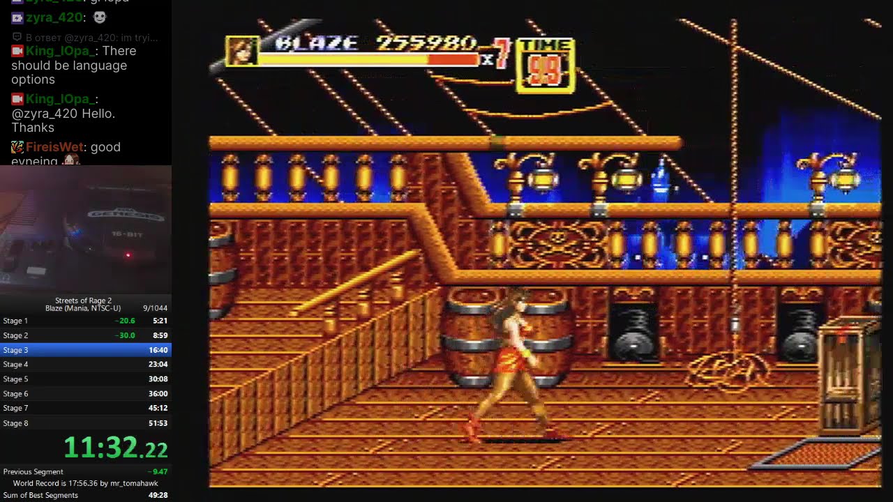 Streets of Rage 2 Blaze Mania% speedrun (50:18) World Record 1 life start, no continues by King iOpa