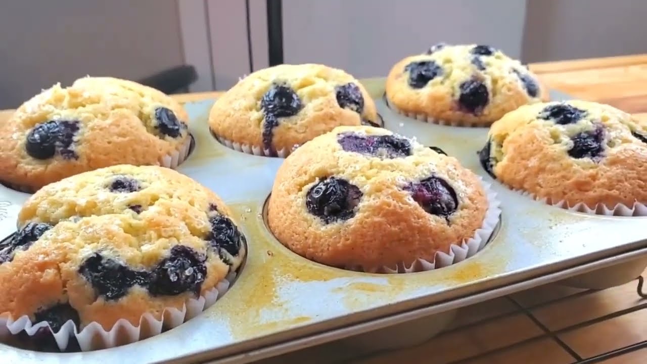 Bakery Quality Blueberry Muffins -  Fluffy & Loaded with Berries