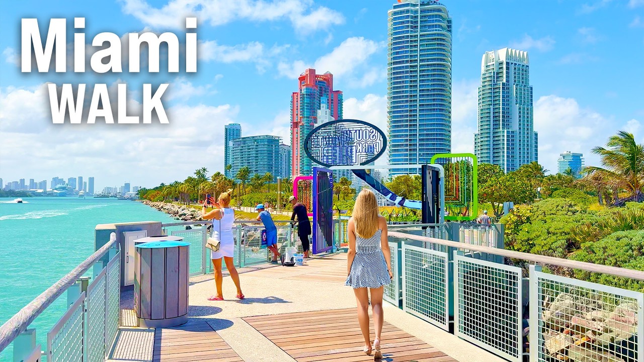 MIAMI City Walk 🌊 🌴 ☀️ Florida Walking Tour for Big TVs [4K/60fps]