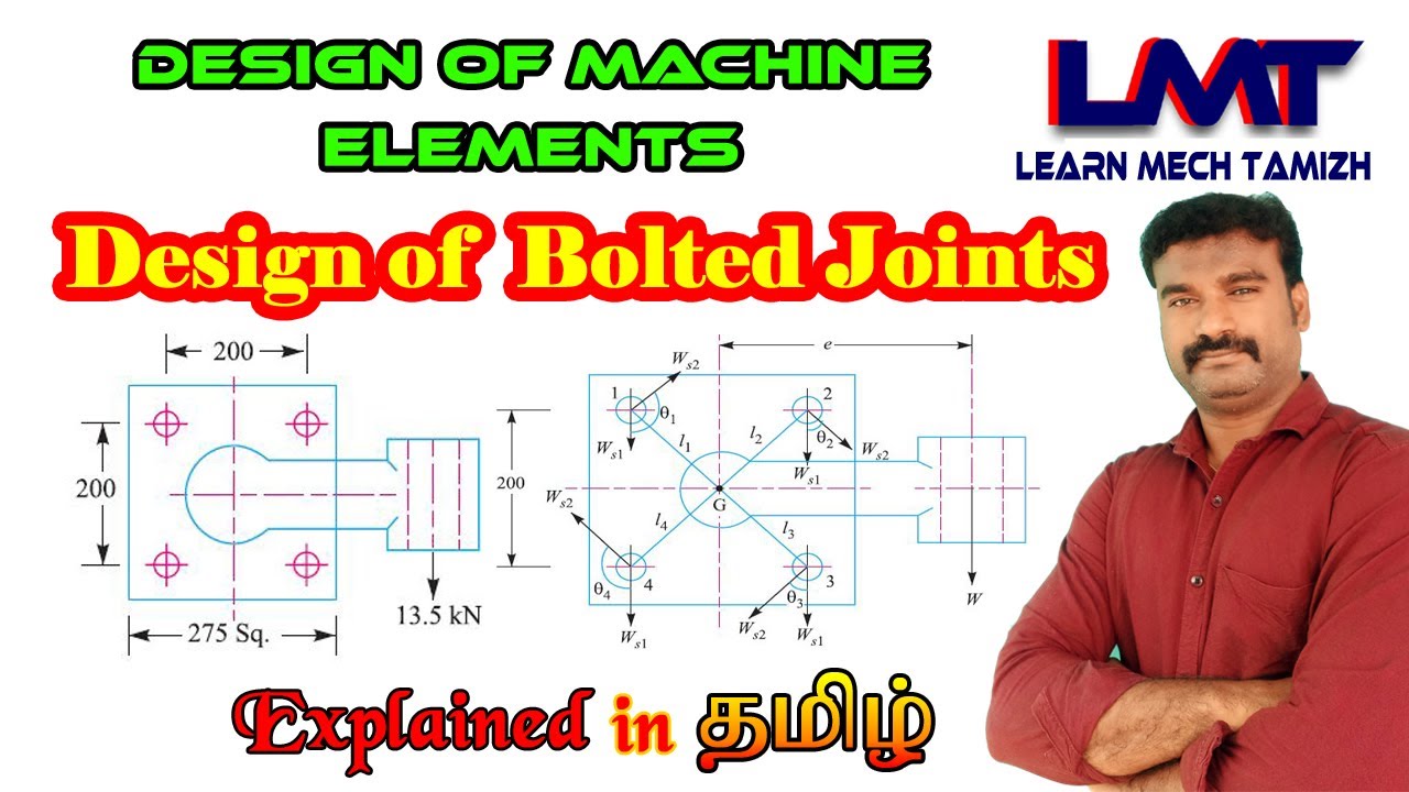 Design of Bolted Joints/ Problem solved for eccentric loading/Design of Machine Element/in Tamil