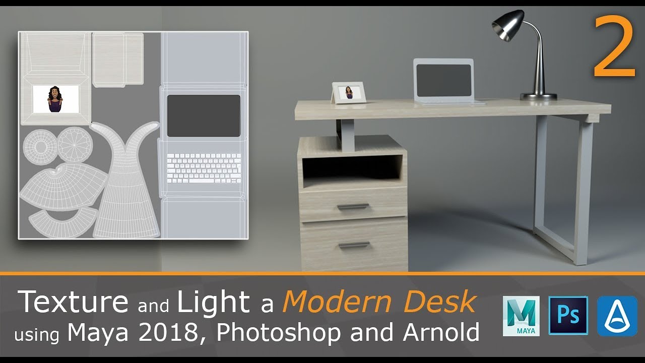 Texture and Light a Modern Desk and Assets using Maya 2018