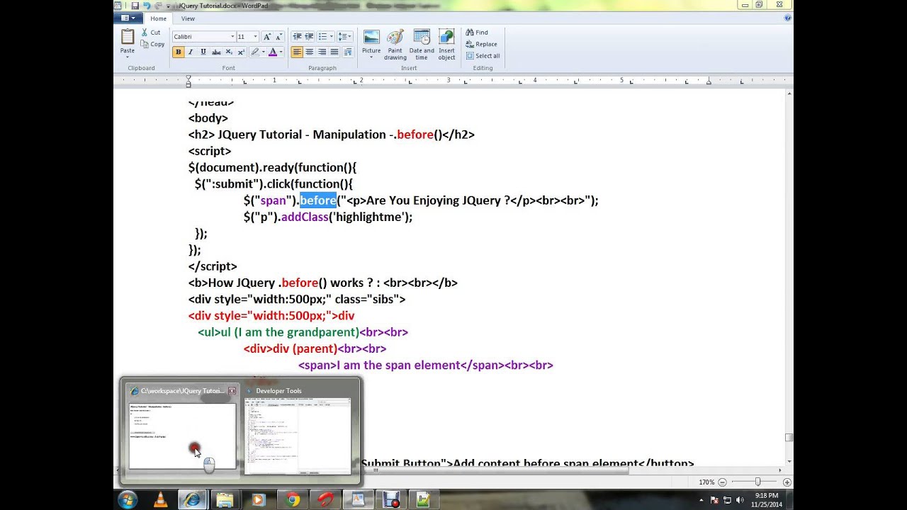JQUERY BEFORE METHOD DEMO