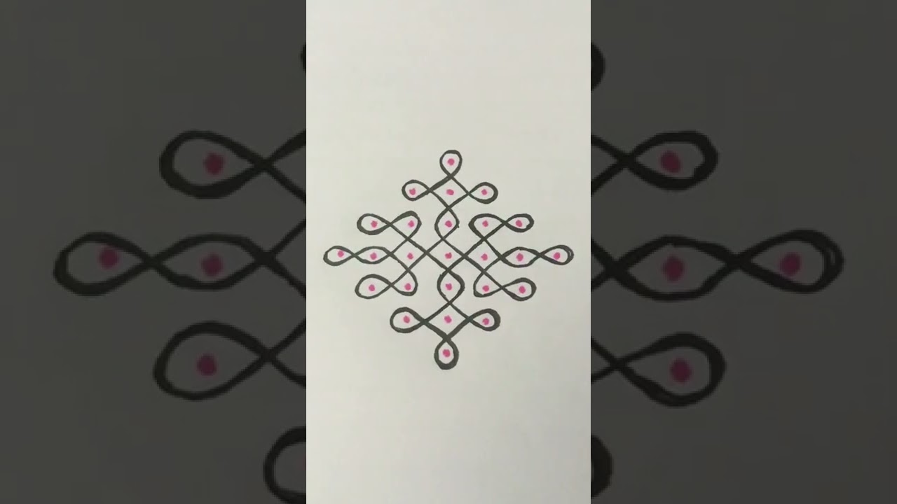 Two Beautiful Sikku Kolams easy ( 7x1) dots for beginners #shorts #youtubeshorts