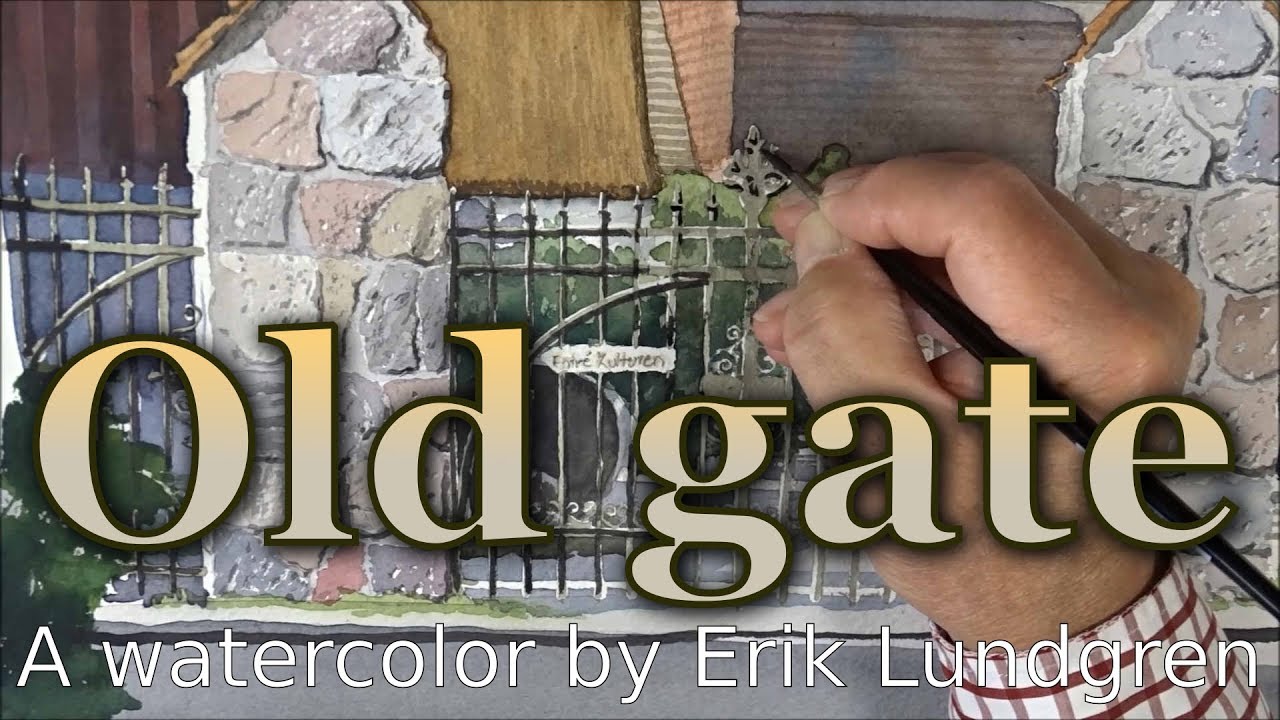 Old Gate - Watercolor by Erik Lundgren