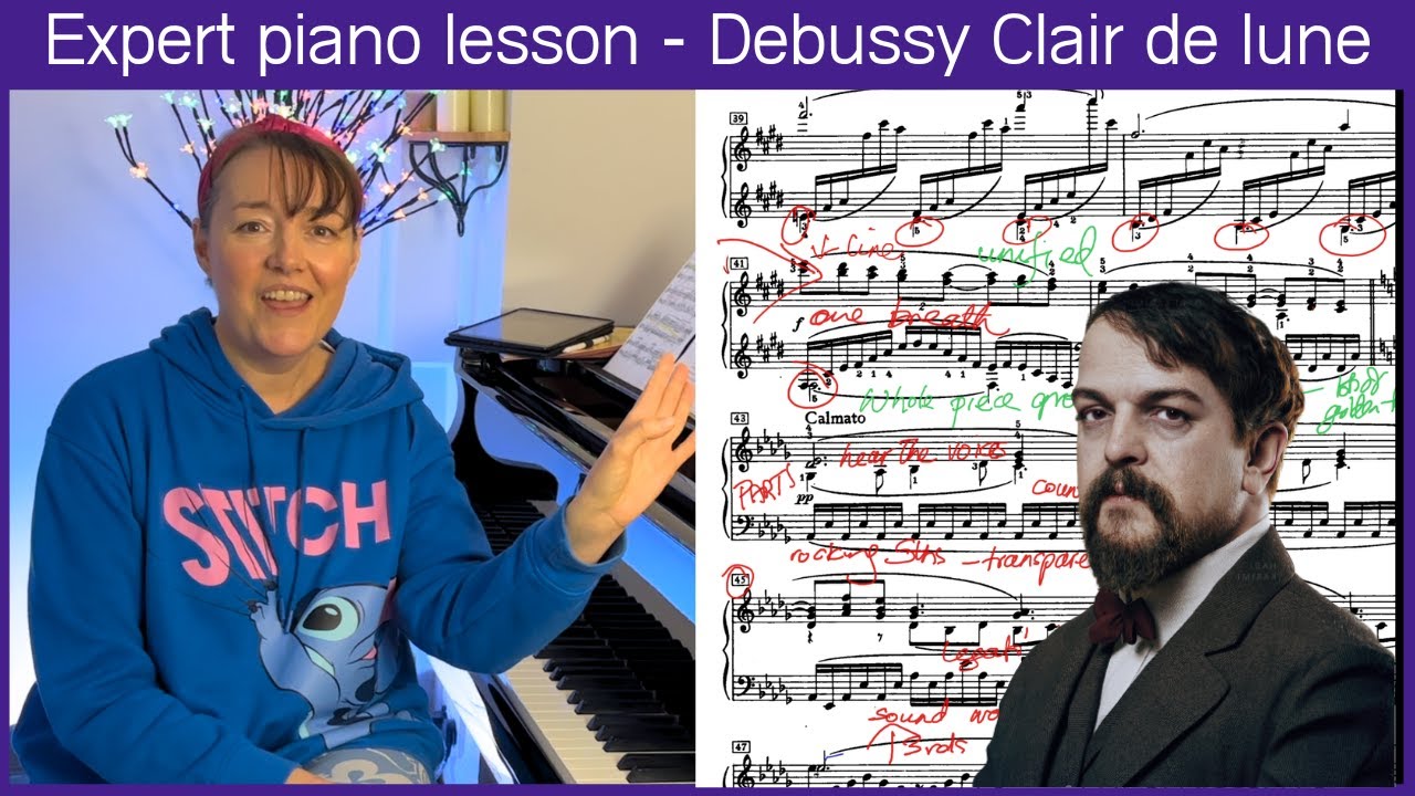 How to Play Debussy's Clair de Lune.  Full Piano Tutorial Lesson, Interpretation and Analysis