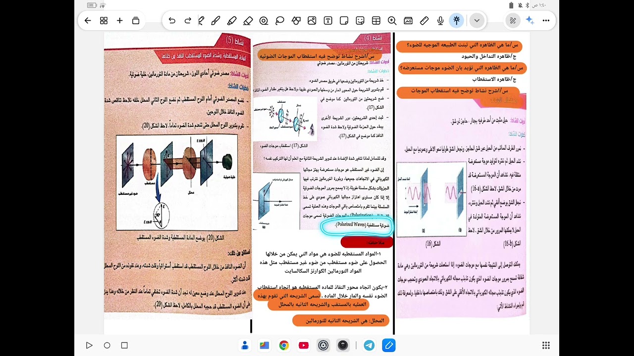 السادس العلمي/ الفصل الخامس/البصريات الفيزيائية/ استقطاب الضوء/ المحاضرة 14