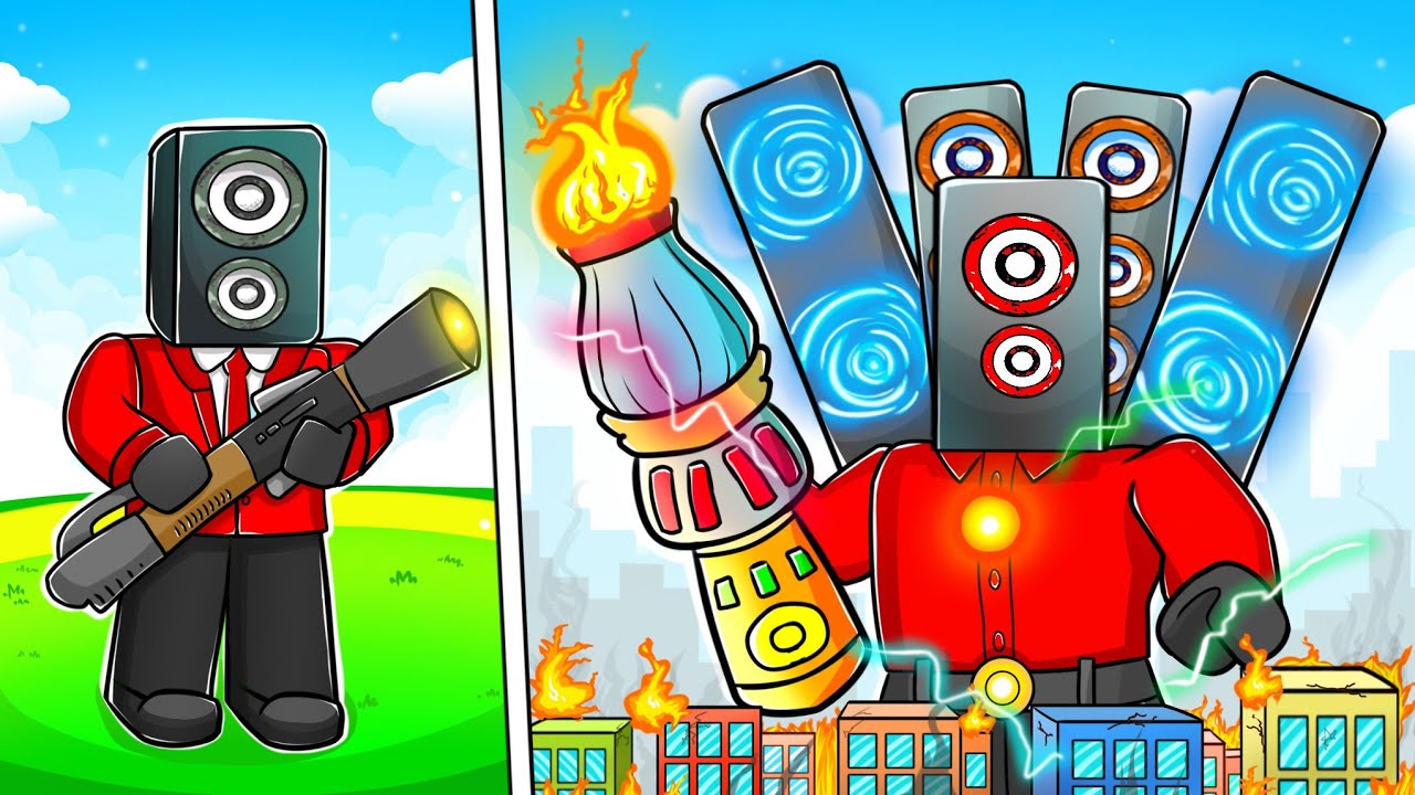 using TITAN SPEAKERMAN to defeat SKIBIDI BOSS In ROBLOX