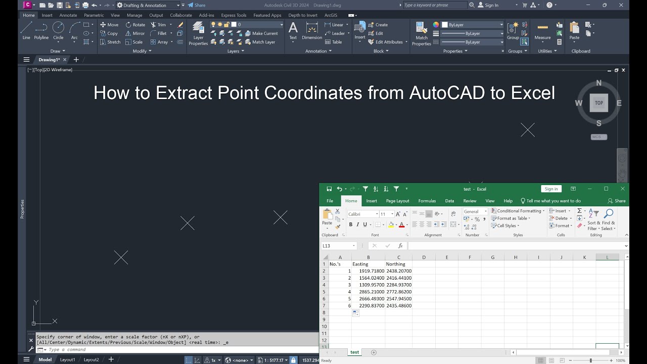 How to Extract Point Coordinates from AutoCAD to Excel